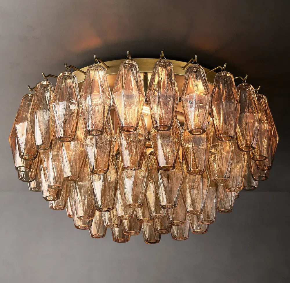 Mia Smoke Glass Flushmount Chandelier 24“