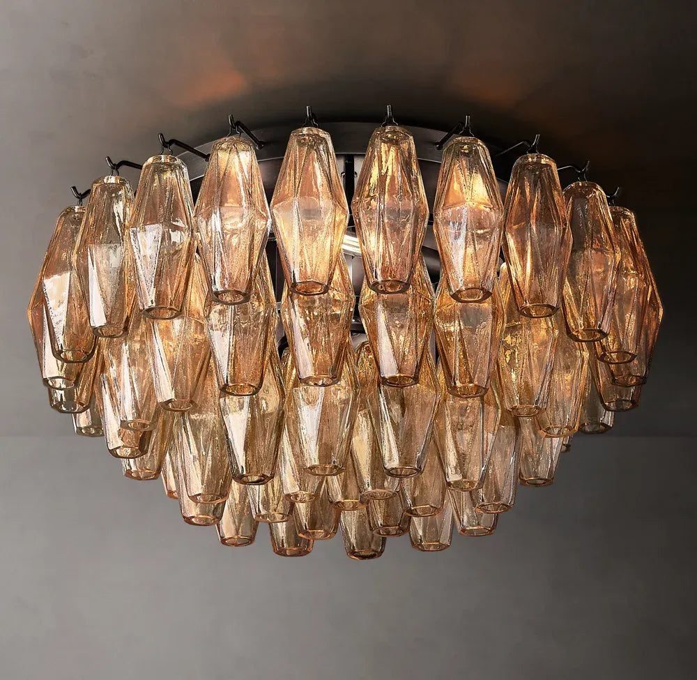Mia Smoke Glass Flushmount Chandelier 24“
