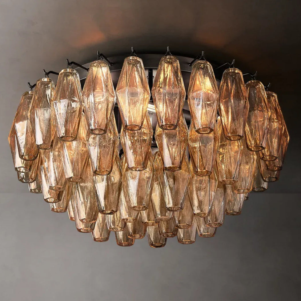 Mia Smoke Glass Flushmount Chandelier 24“