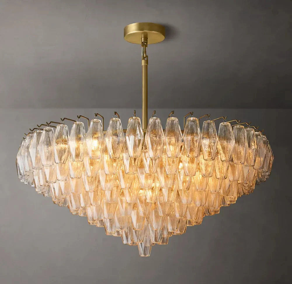 Mia Clear Glass Tiered Round Chandelier 37”