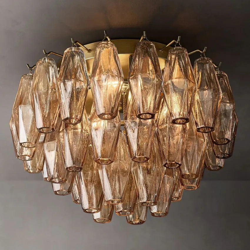 Mia Smoke Glass Flushmount Chandelier 17“