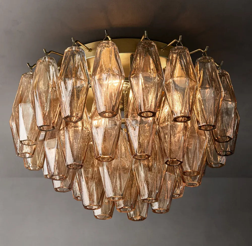 Mia Smoke Glass Flushmount Chandelier 17“