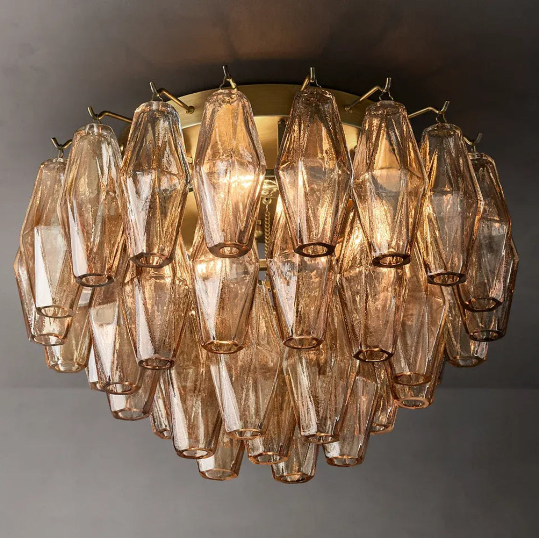 Mia Smoke Glass Flushmount Chandelier 17“