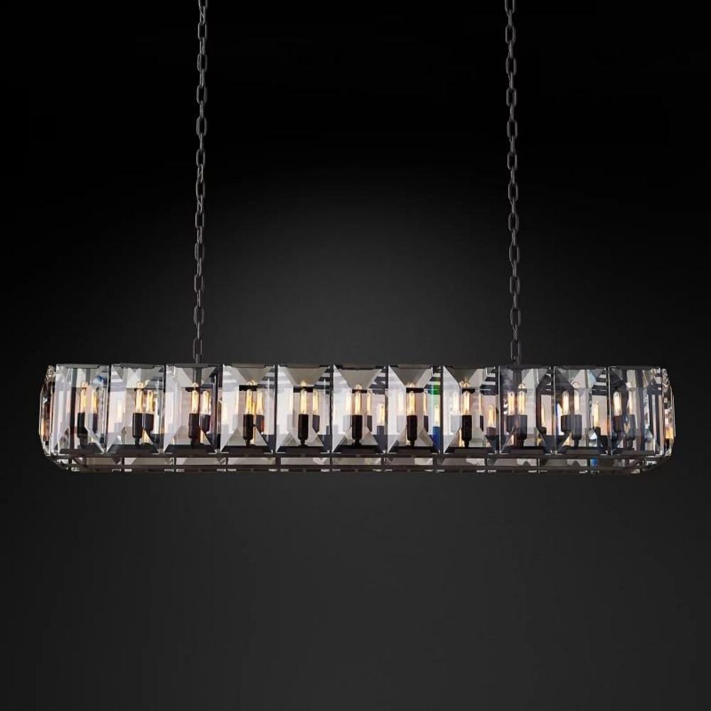 Harlowe Modern Crystal Rectangular Chandelier Light 74"