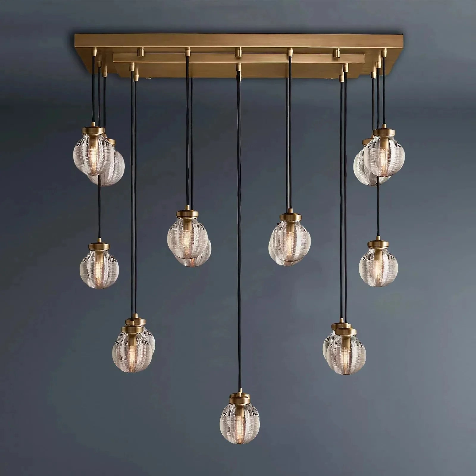 Pearl Linear Rectangle Glass Chandelier 36"