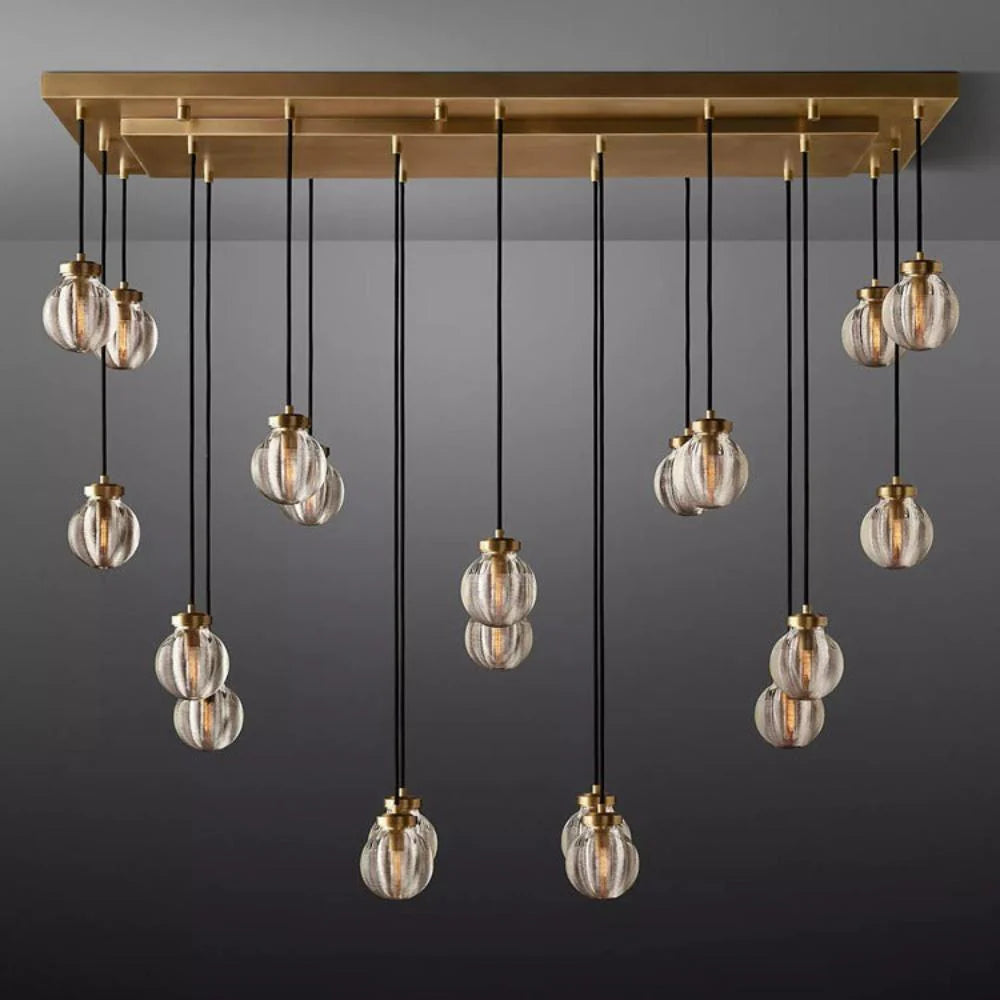 Pearl Linear Rectangle Glass Chandelier 36"/54"/72"