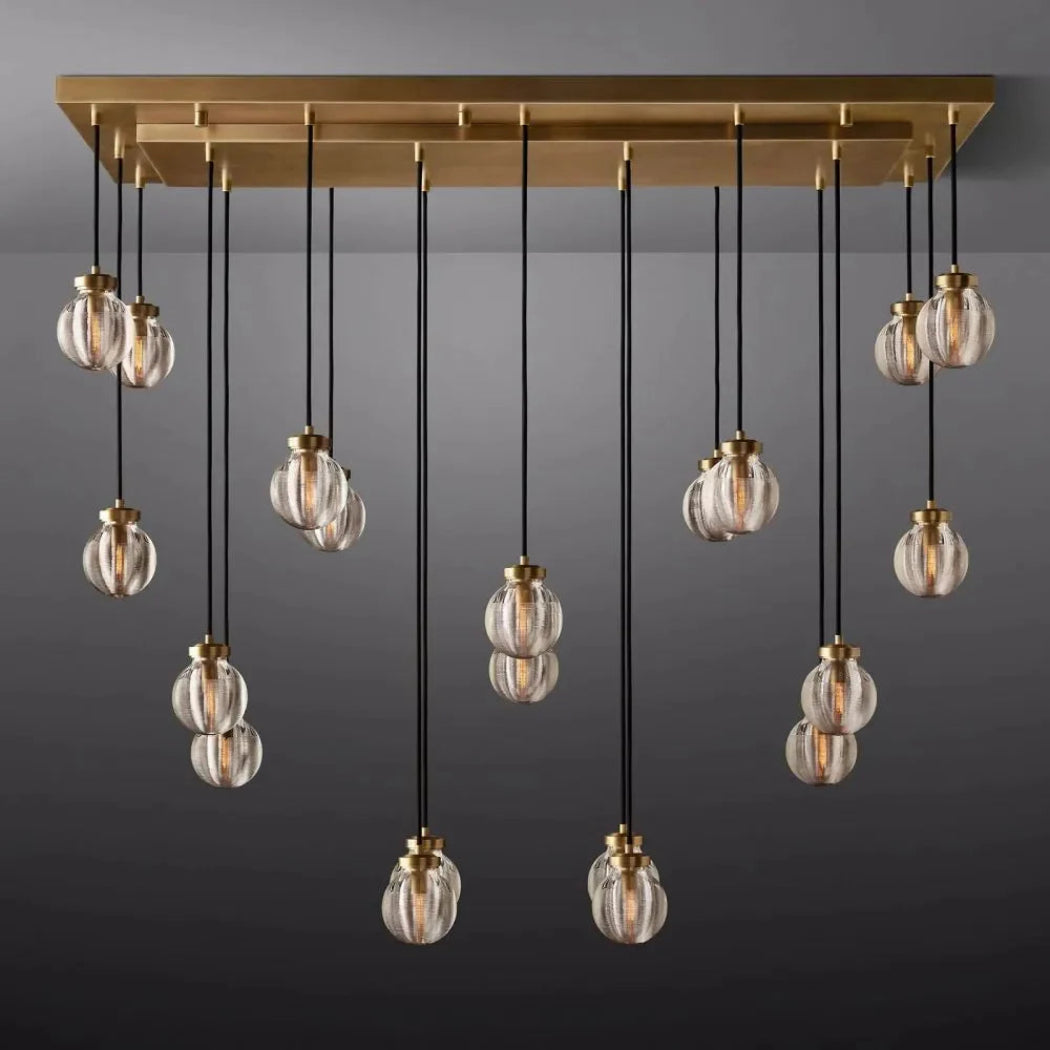 Pearl Linear Rectangle Glass Chandelier 54"