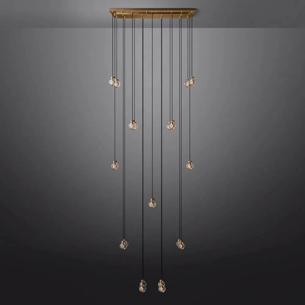 Pearl Linear Rectangle Glass Chandelier 54"