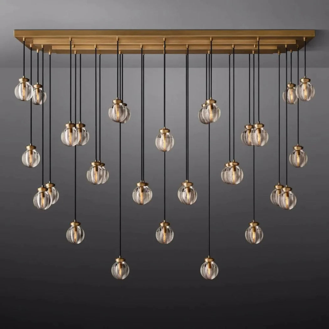 Pearl Linear Rectangle Glass Chandelier 72"