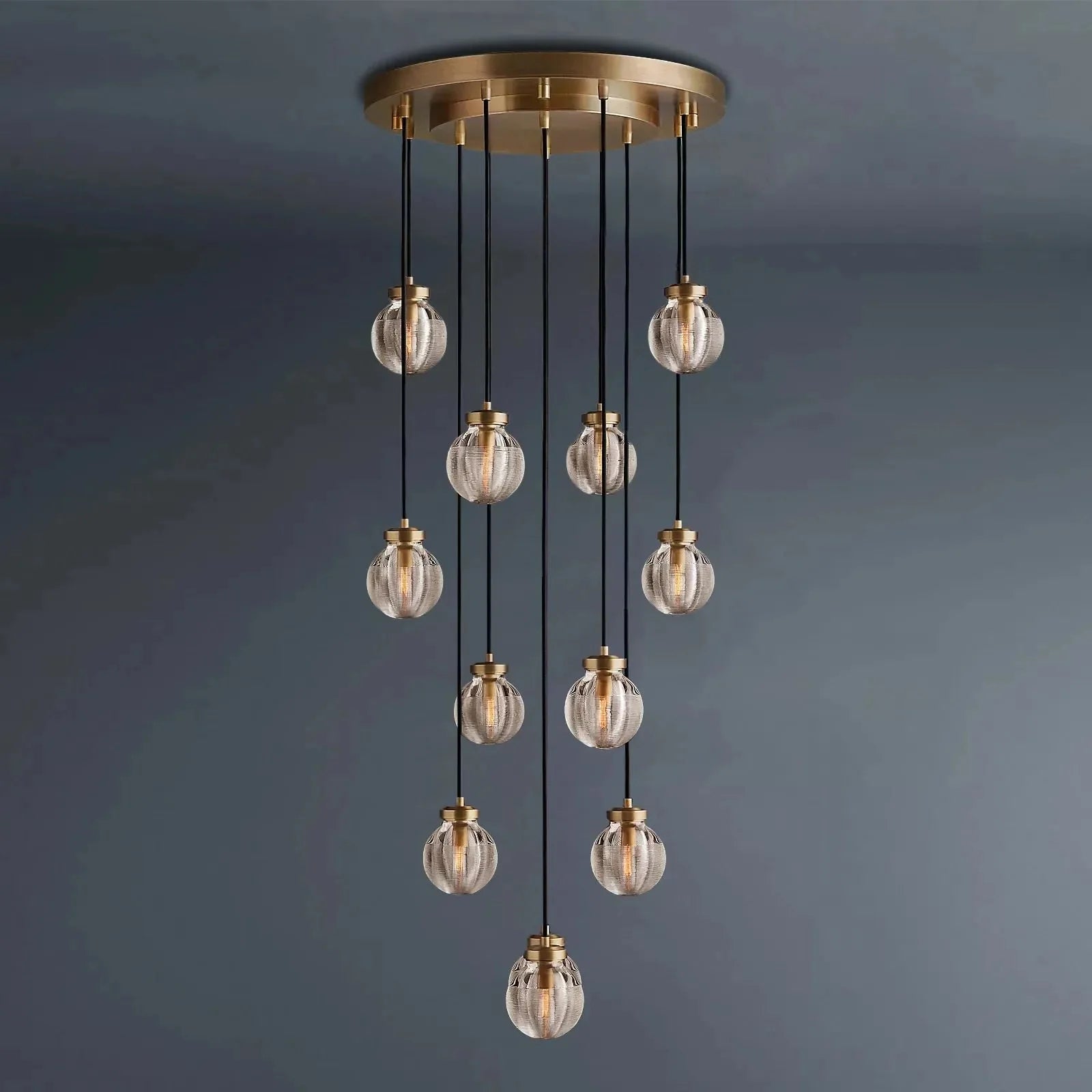 Pearl Round Glass Chandelier 22"