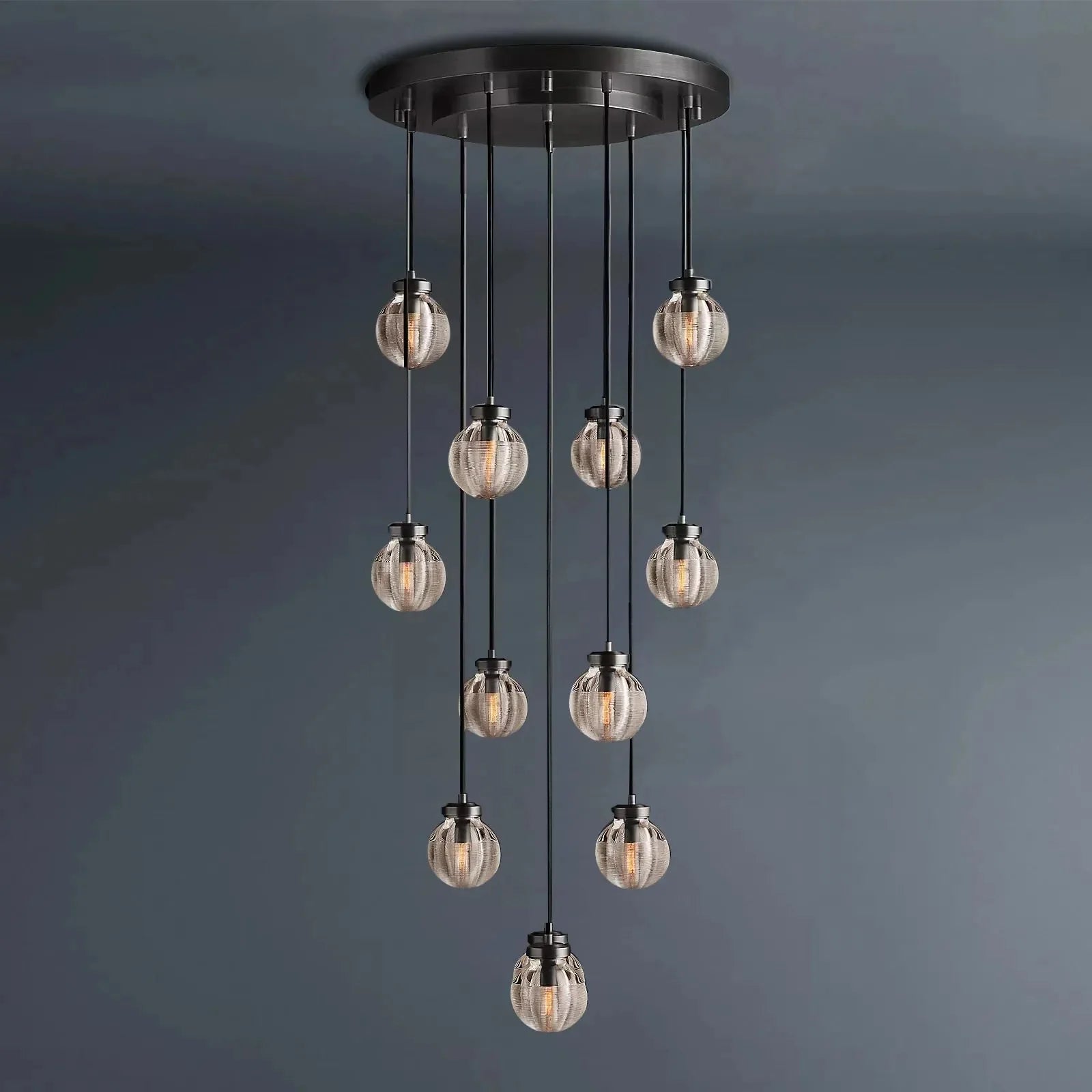 Pearl Round Glass Chandelier 22"