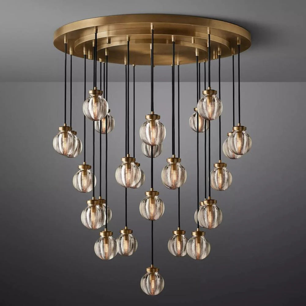 Pearl Round Glass Chandelier 22"/38"/48"/60"