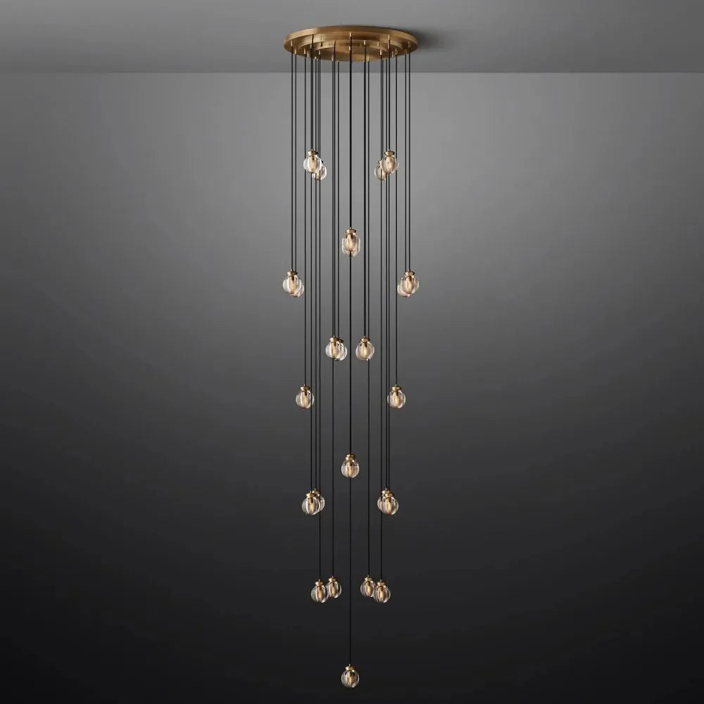 Pearl Round Glass Chandelier 38"