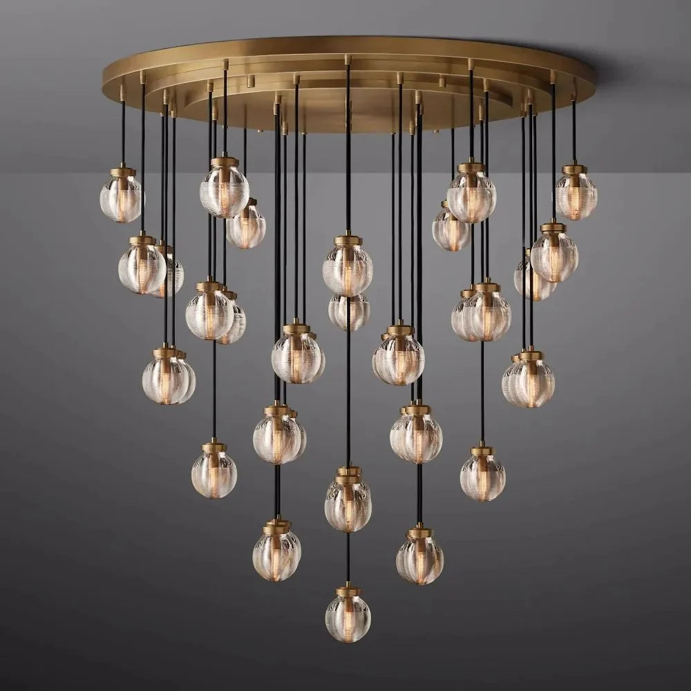 Pearl Round Glass Chandelier 48"