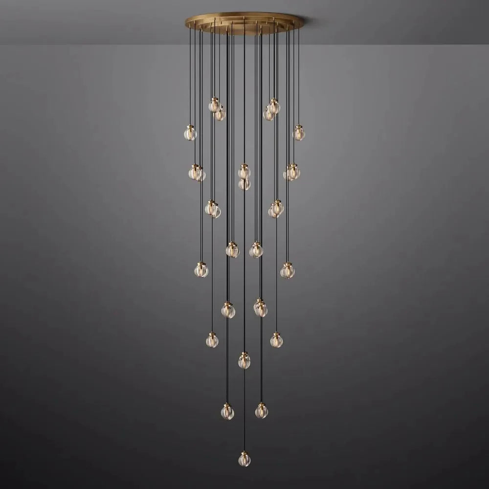 Pearl Round Glass Chandelier 48"