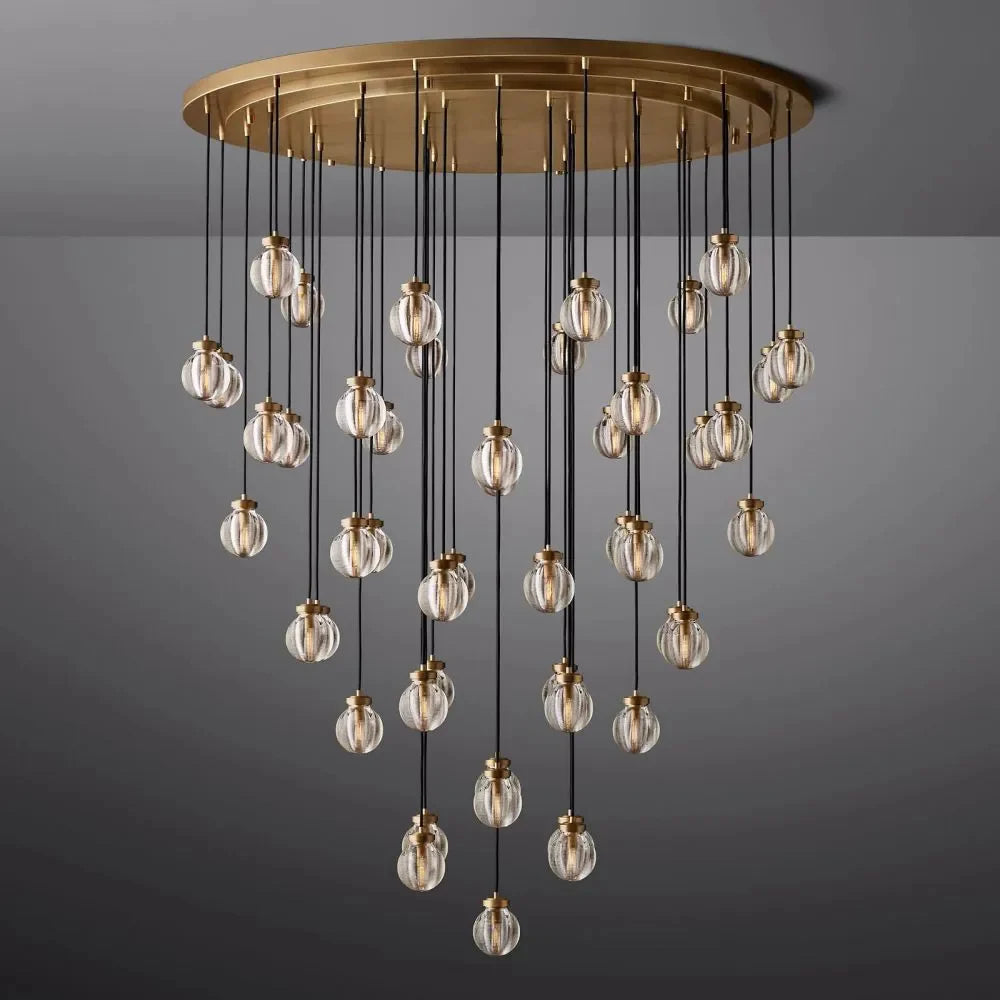 Pearl Round Glass Chandelier 60"