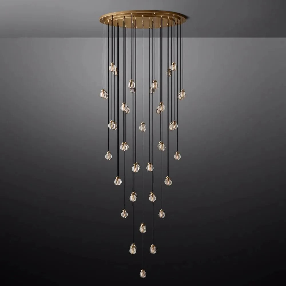 Pearl Round Glass Chandelier 60"
