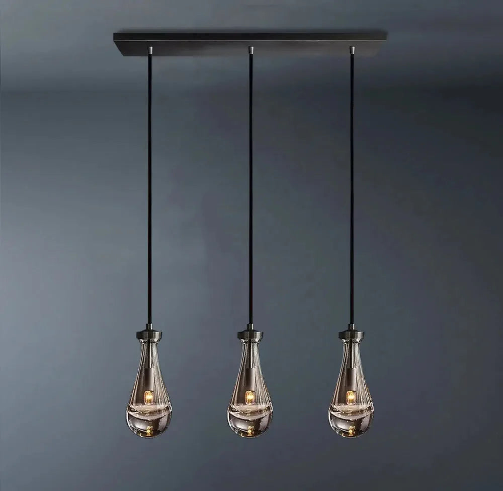 Rainlume Glass Linear 3-Light Cord Chandelier