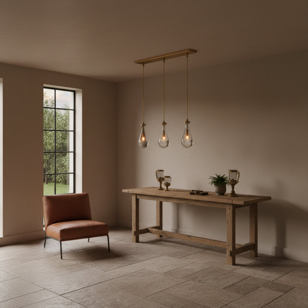 Rainlume Glass Linear 3-Light Rod Chandelier