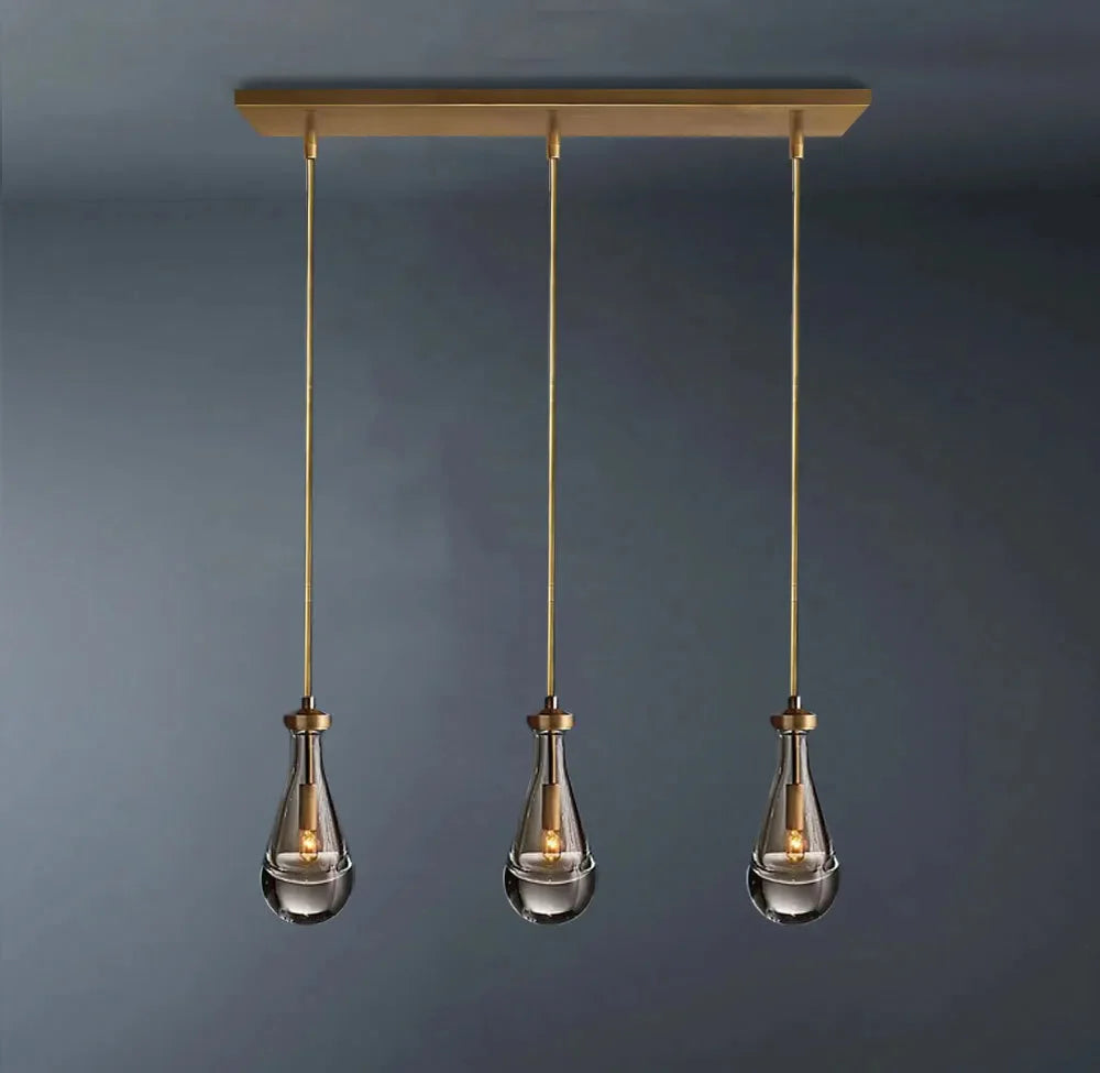 Rainlume Glass Linear 3-Light Rod Chandelier