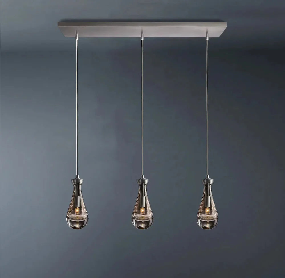 Rainlume Glass Linear 3-Light Rod Chandelier