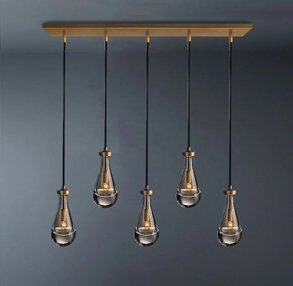 Rainlume Glass Linear 5-Light Cord Chandelier