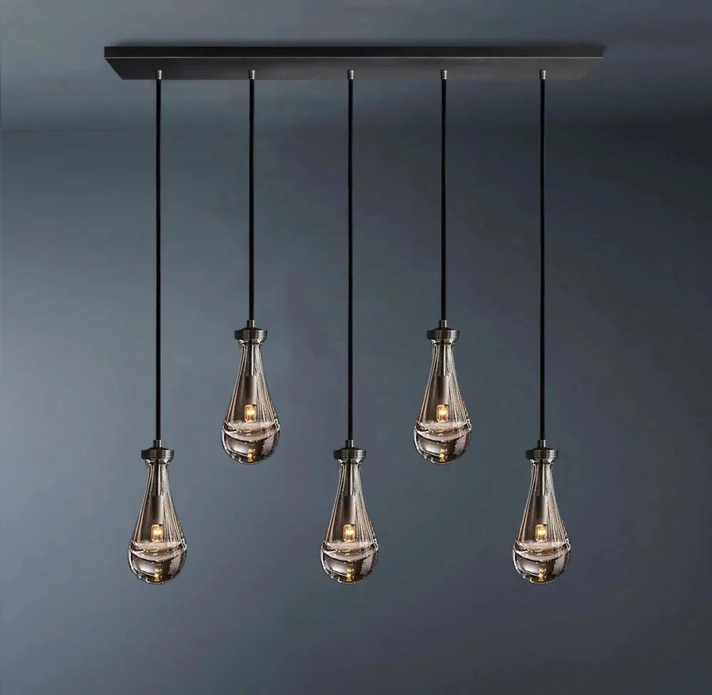 Rainlume Glass Linear 5-Light Cord Chandelier