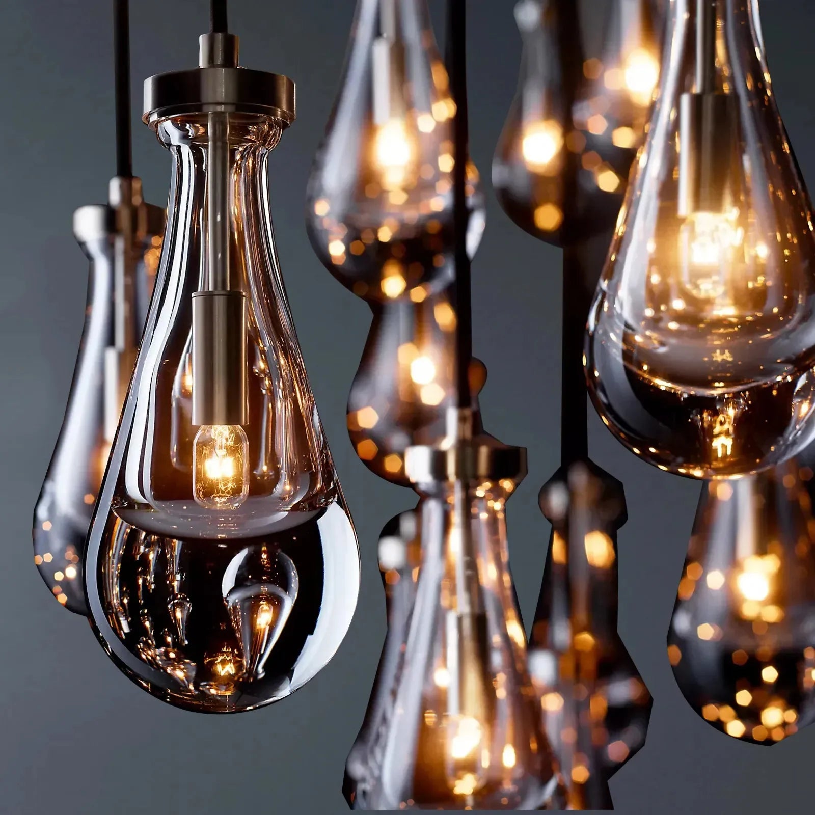 Rainlume Glass Linear 5-Light Cord Chandelier