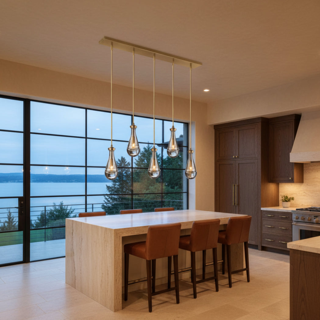 Rain Glass Linear 5-Light Rod Chandelier