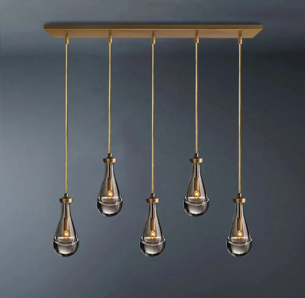 Rainlume Glass Linear 5-Light Rod Chandelier