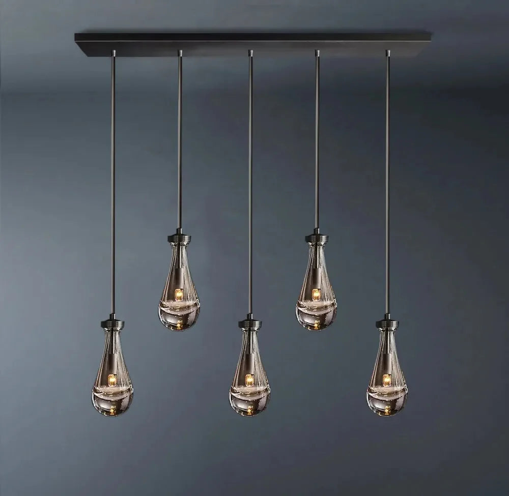 Rainlume Glass Linear 5-Light Rod Chandelier