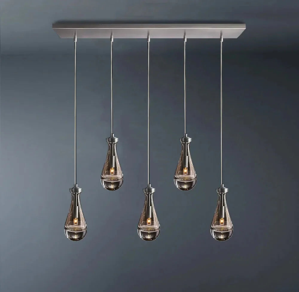 Rainlume Glass Linear 5-Light Rod Chandelier