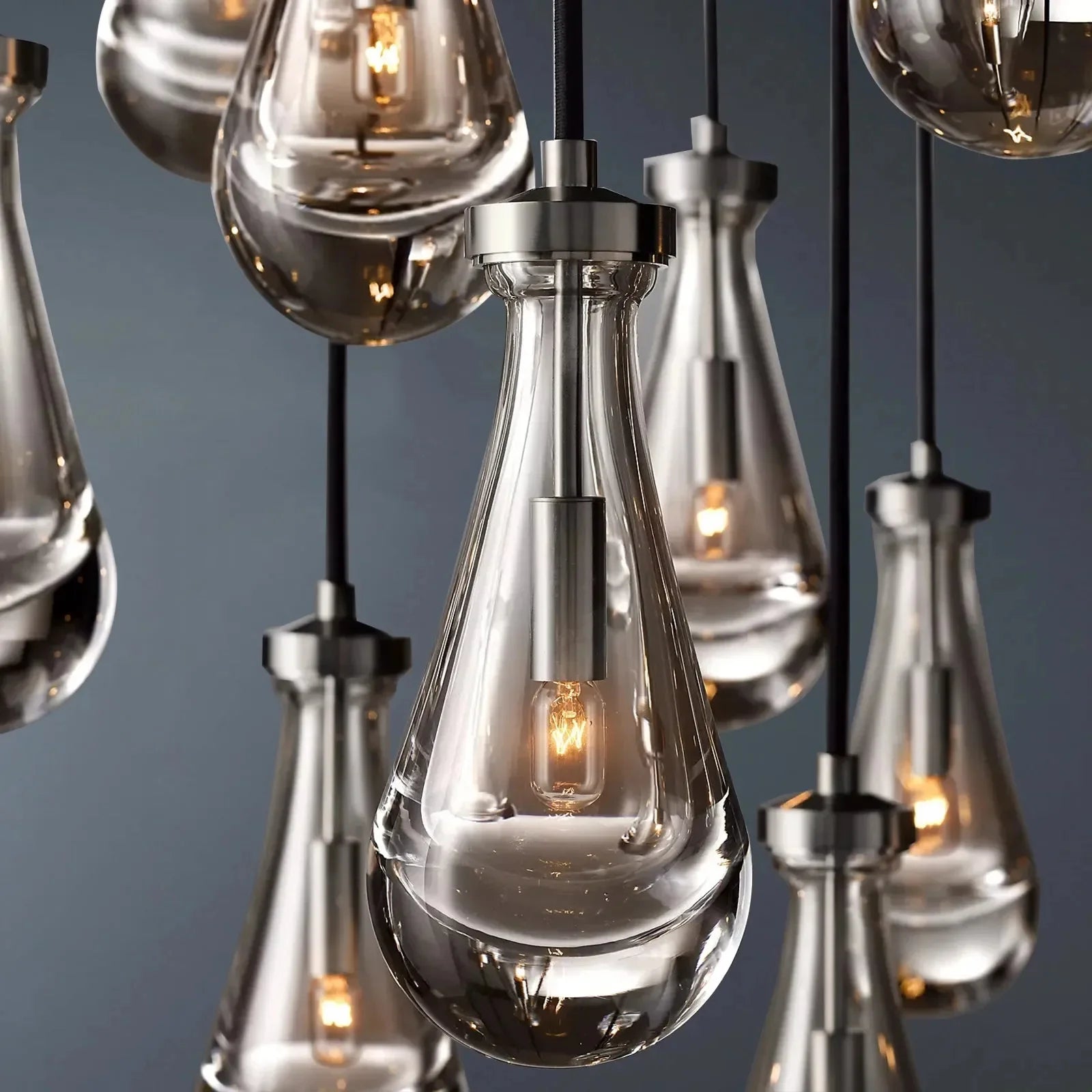 Rainlume Glass Linear 5-Light Rod Chandelier