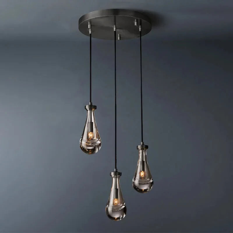 Rainlume Glass Round 3-Lights Chandelier (Cord)
