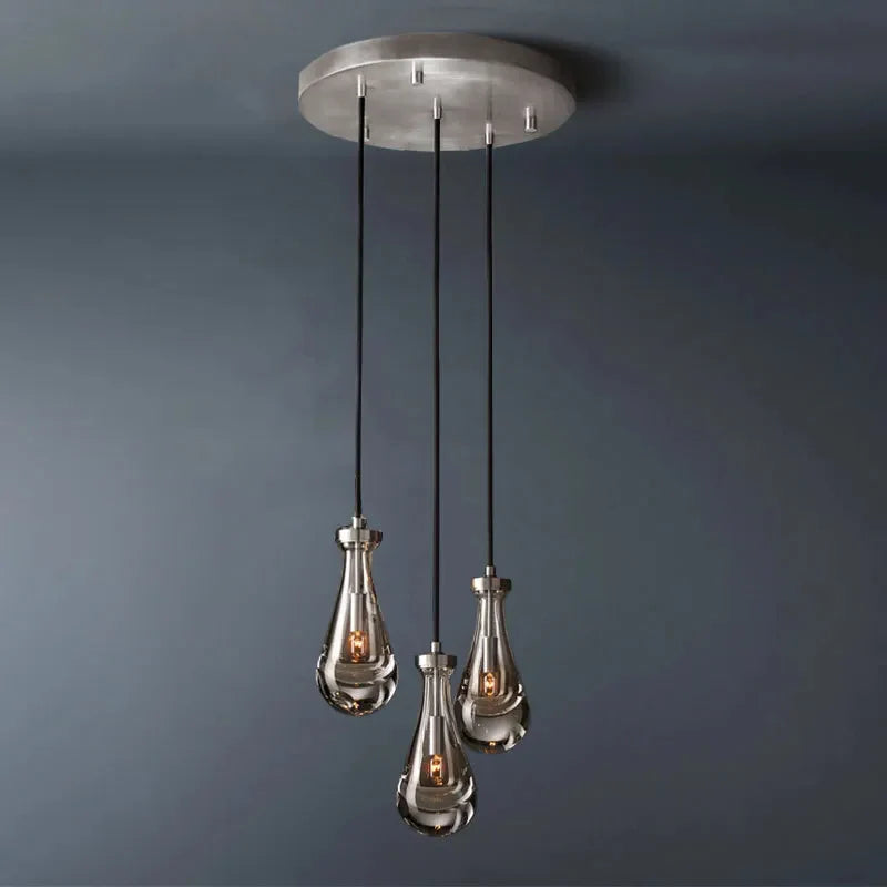 Rainlume Glass Round 3-Lights Chandelier (Cord)