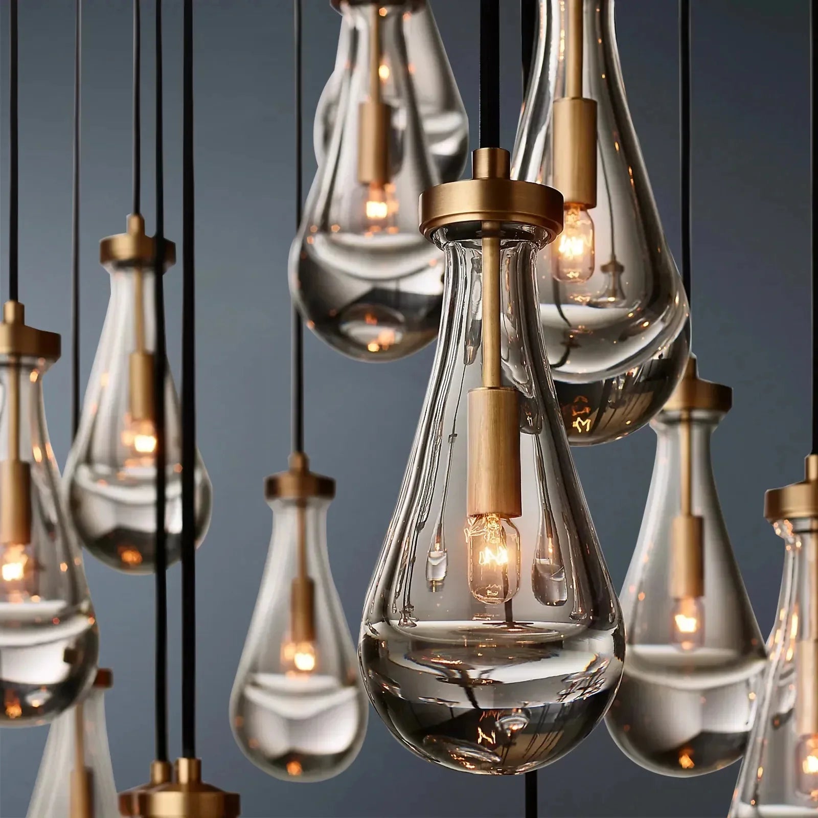 Rainlume Glass Round 3-Lights Chandelier (Cord)