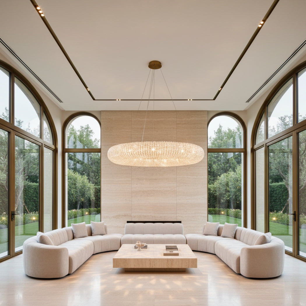 Halo Modern Clear Round Chandelier D32"