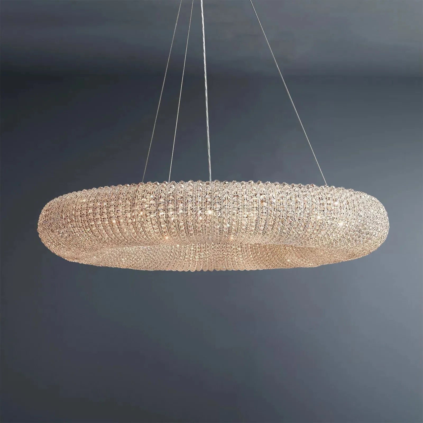 Halo Modern Clear Round Chandelier D32"