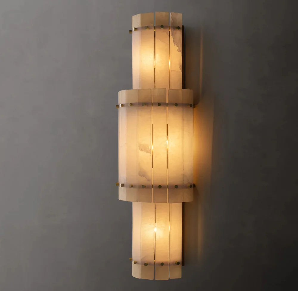 San Marco Modern Alabaster Grand Round Sconce
