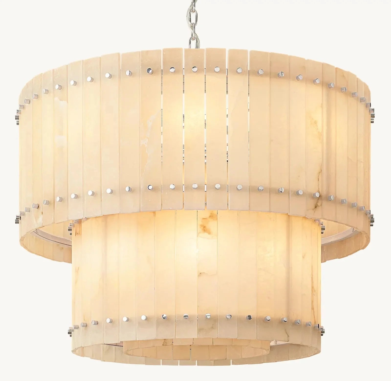 San Marco Modern Alabaster Round 2-Tiered Chandelier 37"