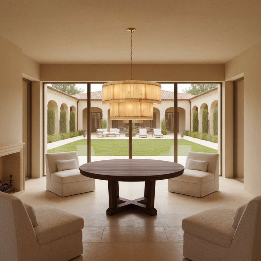 San Marco Modern Alabaster Round 2-Tiered Chandelier 48"