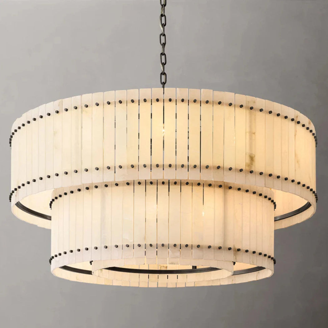 San Marco Modern Alabaster Round 2-Tiered Chandelier 60"