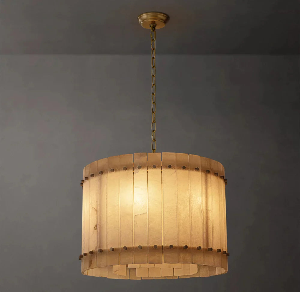 San Marco Modern Alabaster Round Chandelier 22"