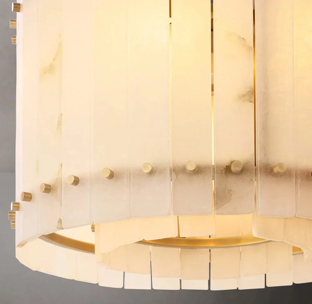 San Marco Modern Alabaster Round Chandelier 22"