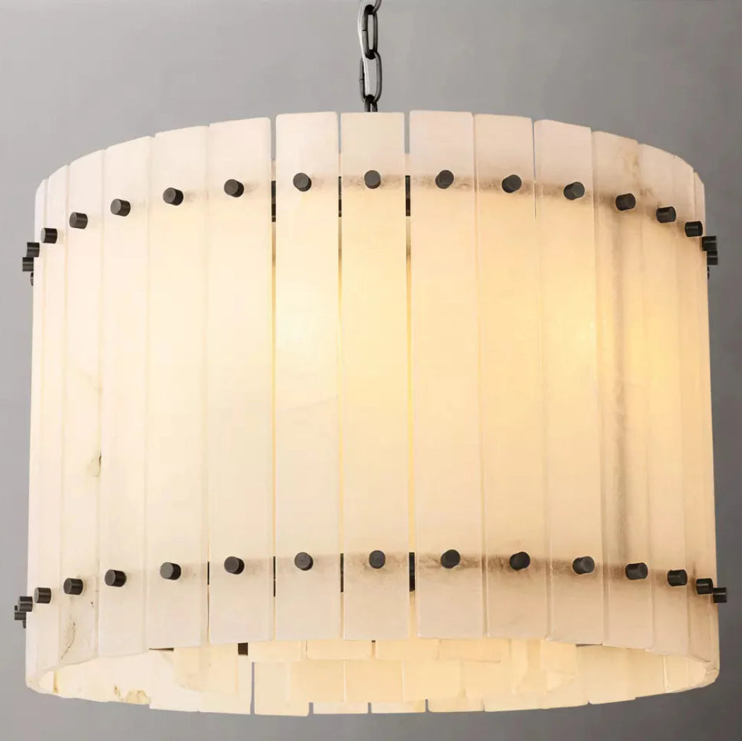 San Marco Modern Alabaster Round Chandelier 22"
