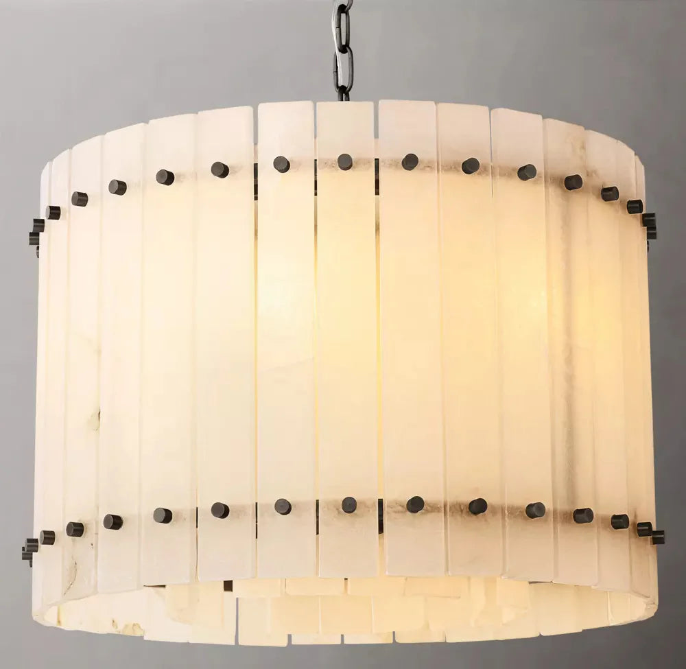 San Marco Modern Alabaster Round Chandelier 22"