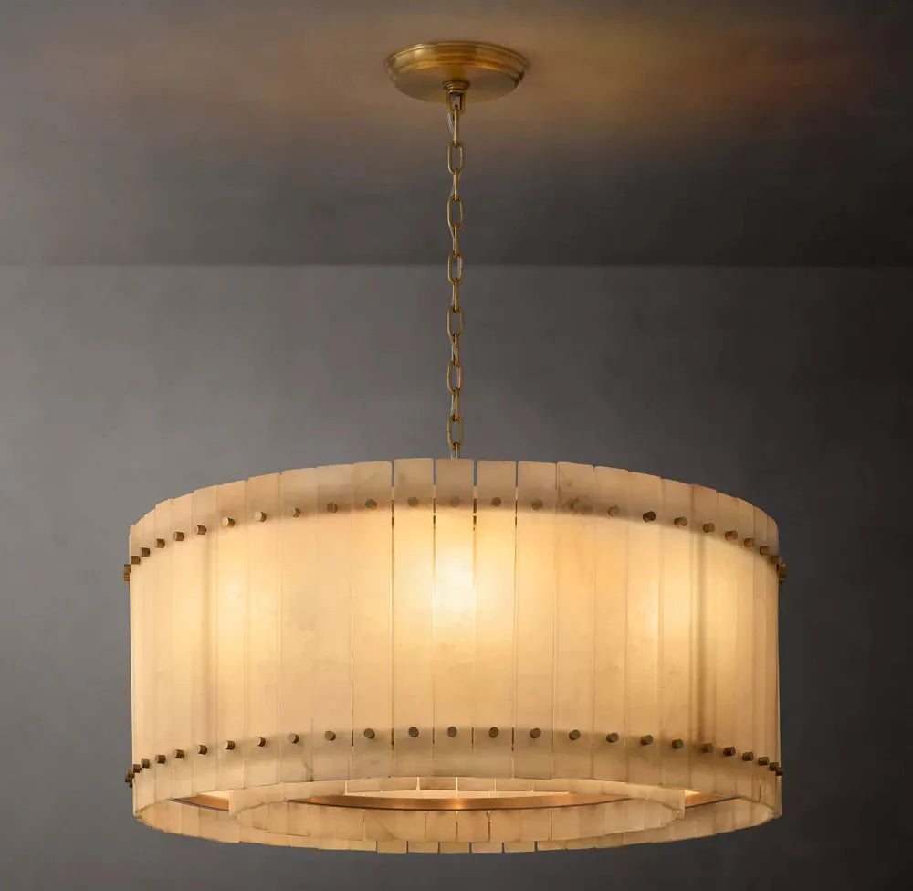 San Marco Modern Alabaster Round Chandelier 37"