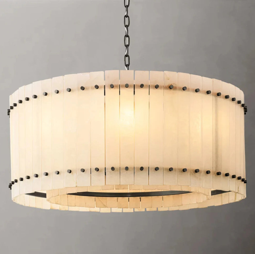 San Marco Modern Alabaster Round Chandelier 37"