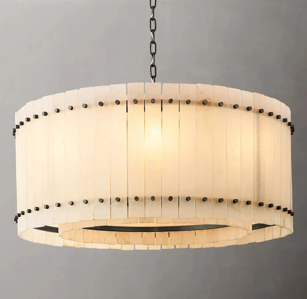 San Marco Modern Alabaster Round Chandelier 37"