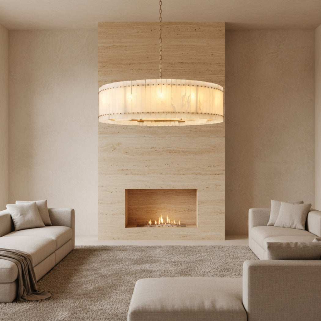 San Marco Modern Alabaster Round Chandelier 60"